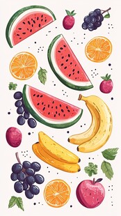 缤纷水果插画素材