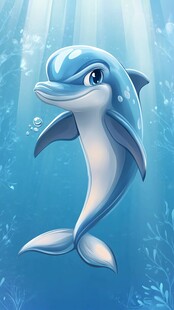 可爱海豚畅游梦幻海底