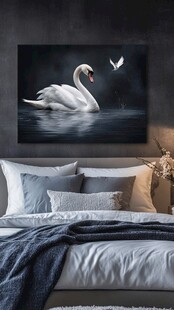 优雅天鹅装饰画装点卧室