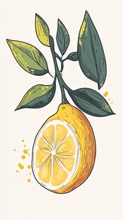 手绘清新柠檬插画