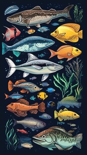 海洋鱼类大集合插画