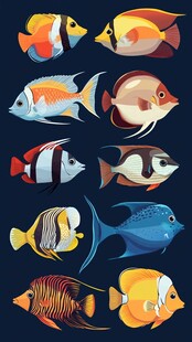 缤纷热带鱼插画集合