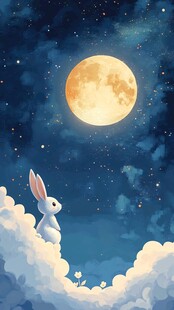 月夜白兔望明月