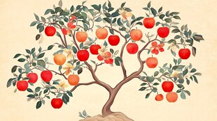 硕果累累的苹果树插画