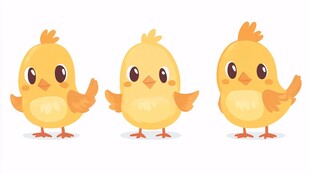 三只可爱小黄鸡插画