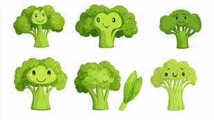 可爱西兰花卡通形象集合