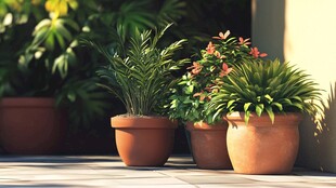 户外陶盆绿植组合景观