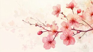 唯美粉色樱花枝特写