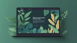 笔记本屏幕上的绿植设计画面