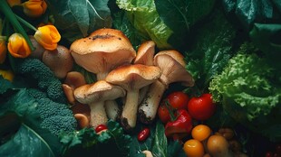 新鲜菌菇与多彩蔬菜组合