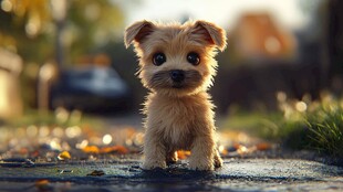 秋日萌犬立 暖心动人瞬间