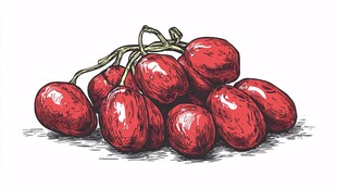 手绘红樱桃堆叠图
