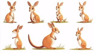 可爱袋鼠卡通形象集合