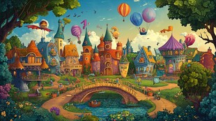 梦幻童话小镇风景图