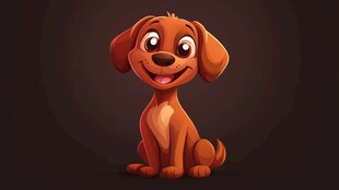 可爱卡通小狗欢乐坐立