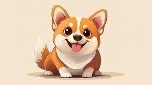 可爱柯基犬萌趣插画