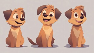 三只萌态小狗的可爱瞬间