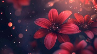 梦幻红色花朵背景图