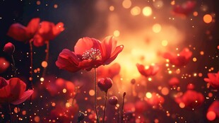梦幻红罂粟绽放浪漫之光