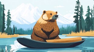 水獭泛舟于山林湖泊间