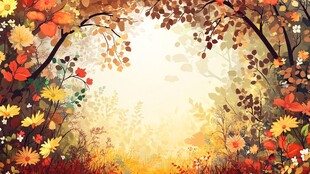 秋日烂漫森林花卉美景