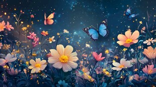 梦幻花海中的蝶舞星空