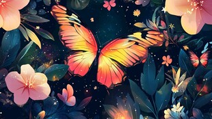 梦幻蝶舞花丛间