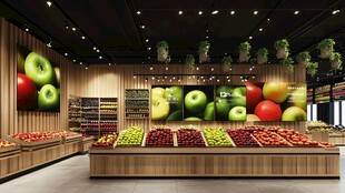 现代风水果店室内陈列展示