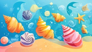 海底多彩贝壳的梦幻世界