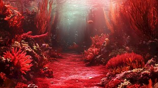 梦幻红色海底珊瑚世界