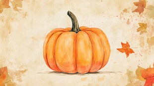 水彩风秋季南瓜插画