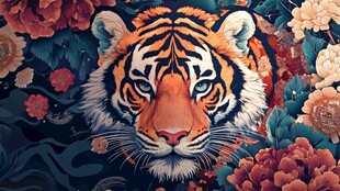 虎跃繁花间 祥瑞入画来