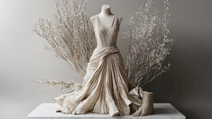 米白色优雅礼服展示