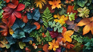 多彩秋叶的自然绚丽图景