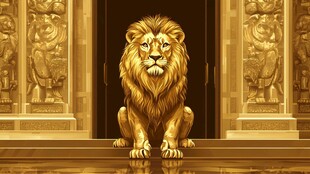 门前雄狮 尽显威严庄重