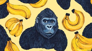 大猩猩与香蕉的趣味图案