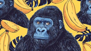 大猩猩与香蕉的趣味图案