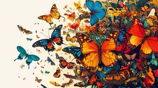 缤纷蝴蝶汇聚梦幻场景