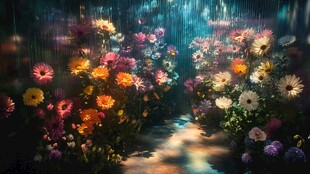 梦幻花径中的缤纷花卉世界