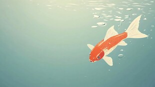 水中畅游的美丽红锦鲤