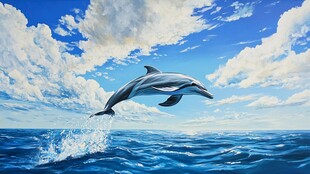 海豚跃海 畅享自由蓝天