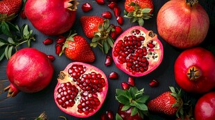 石榴与草莓的缤纷水果组合