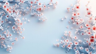 淡蓝背景下的唯美绽放花朵