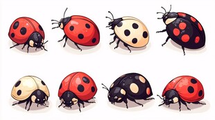 多彩瓢虫插画集合