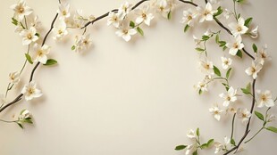 白色花枝环绕的清新边框