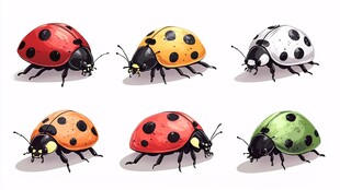 多彩瓢虫插画集合