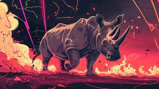 奔跑的炫彩犀牛