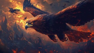 火焰中翱翔的英勇雄鹰