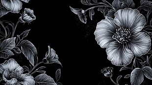 黑白花卉图案背景纹理