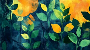 手绘植物图案背景图